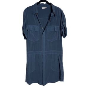 Anthropologie The Odells Cargo Pockets Blue Shirt Dress XS